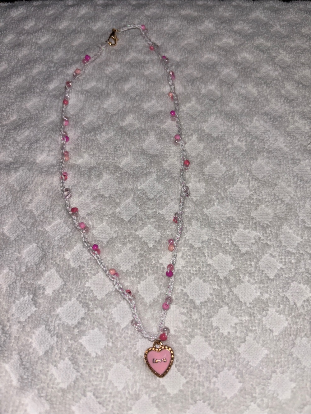 Pink Heart Pendant Beaded Necklace - Charming Feminine Layer
